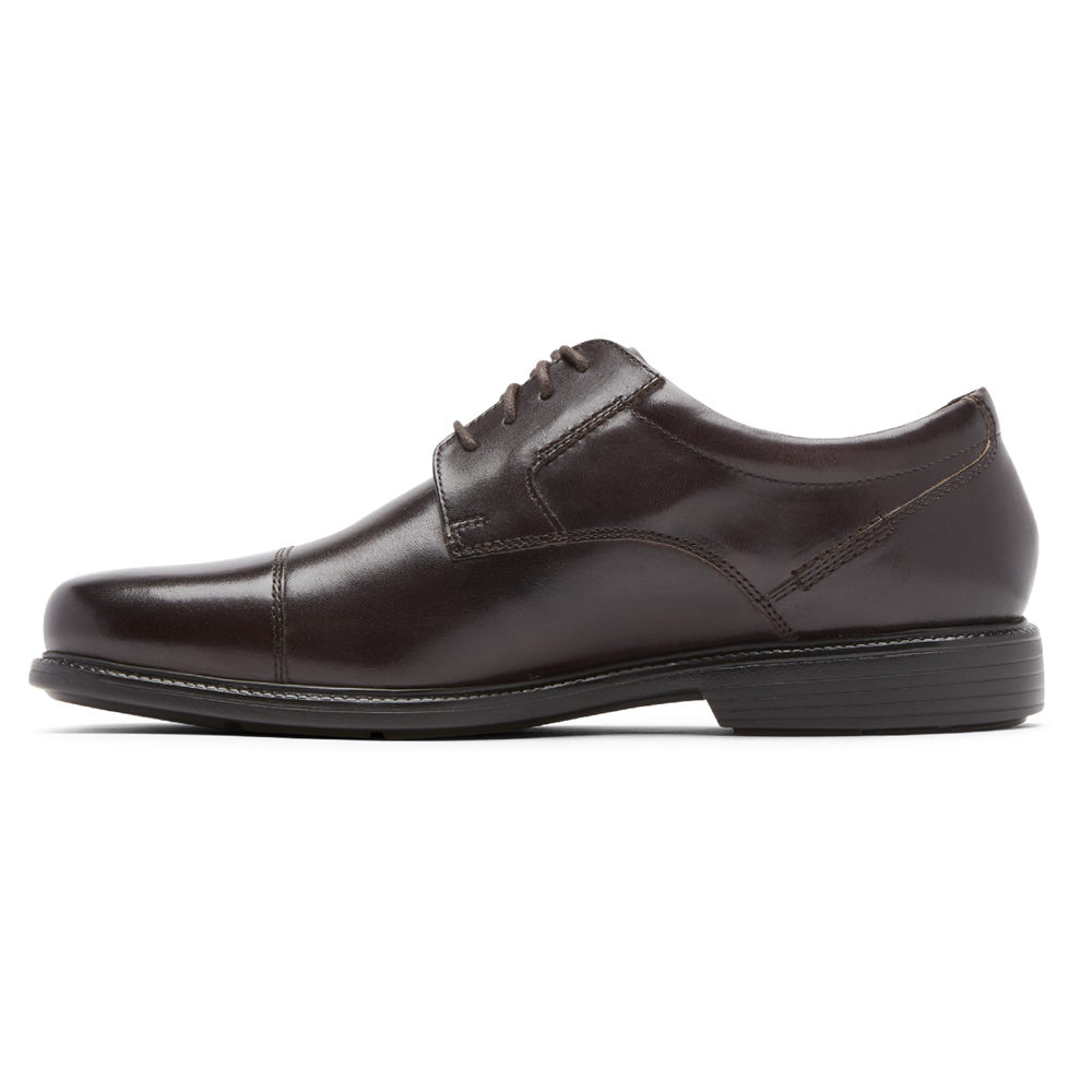 Rockport Oxfords For Mens Dark Brown - Charles Road Cap Toe - YZ5276389